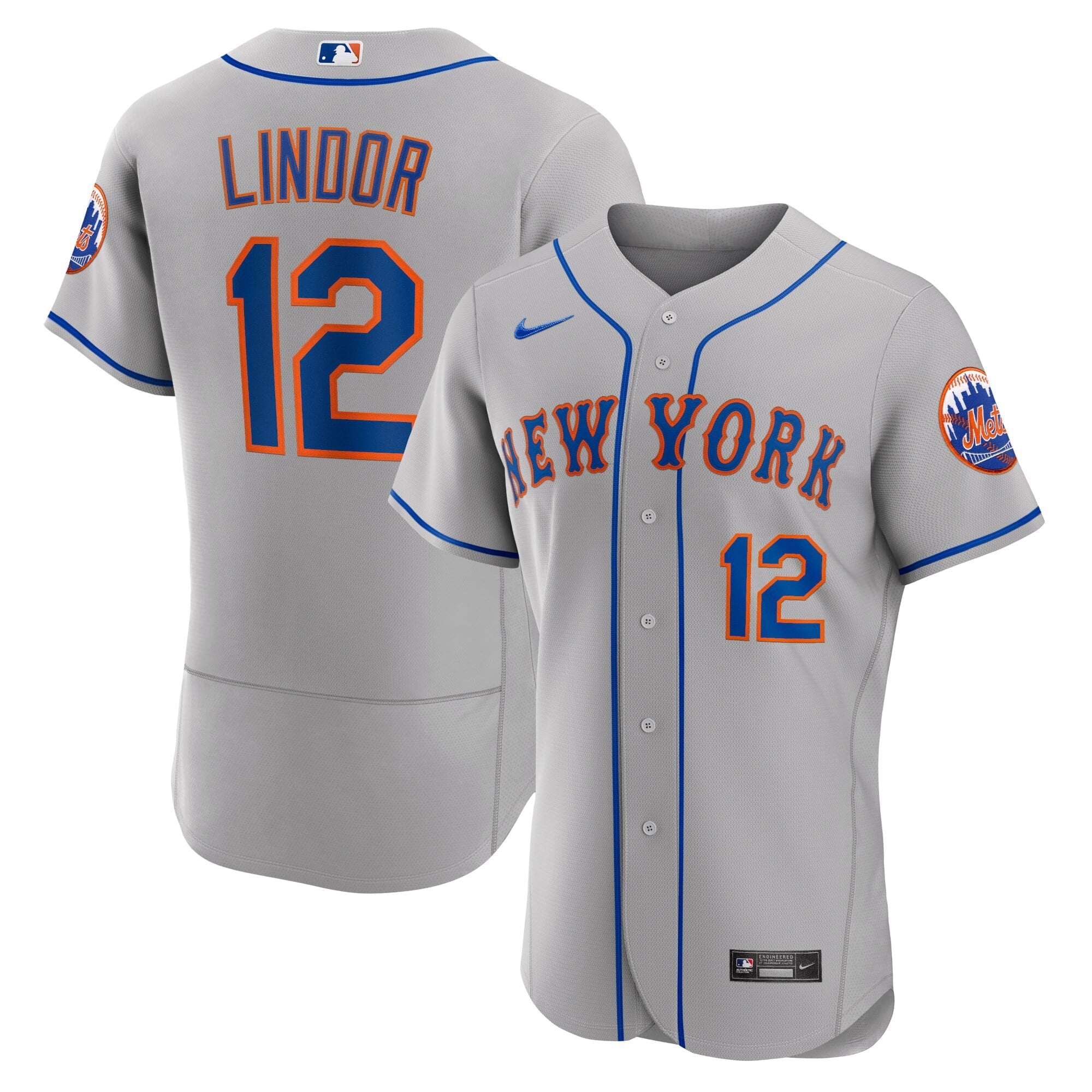 Men's Nike Francisco Lindor Gray New York Mets Road Authentic